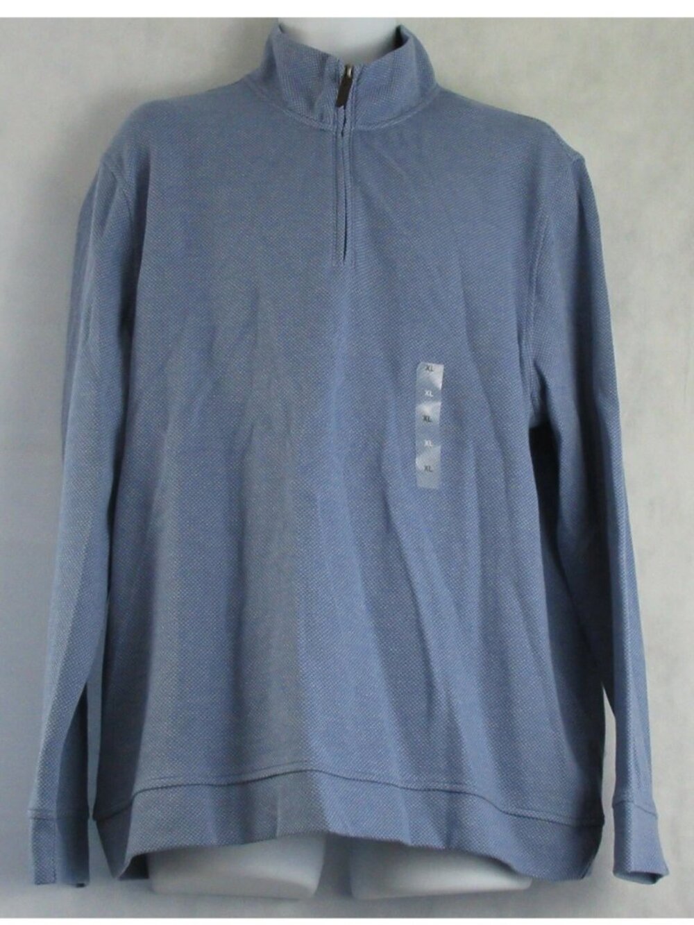 Tasso Elba Men's Birdseye Quarter-Zip Pullover Sweater, Chambray Blue Combo, XL